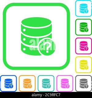 Database query vivid colored flat icons in curved borders on white background Stock Vector
