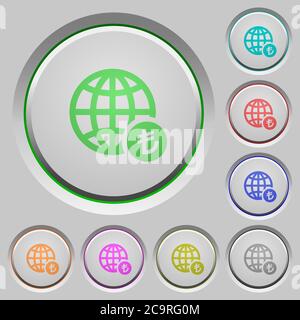 Online Lira payment color icons on sunk push buttons Stock Vector