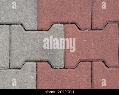 red and white interlocking pavement background Stock Photo