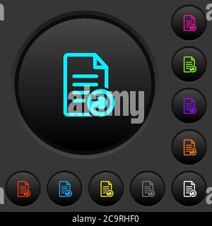 Undo document changes dark push buttons with vivid color icons on dark grey background Stock Vector