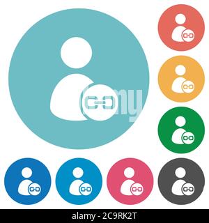 Link user account flat white icons on round color backgrounds Stock Vector