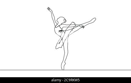 One continuous single drawing line art doodle dance, ballet, ballerina, dancer, beautiful. Stock Vector