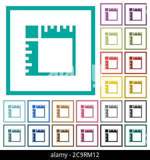 Rulers flat color icons with quadrant frames on white background Stock ...
