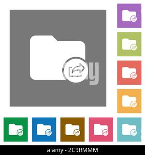 Export directory flat icons on simple color square backgrounds Stock Vector