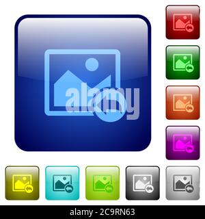 Undo image changes icons in rounded square color glossy button set Stock Vector