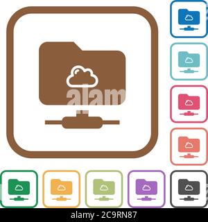 Cloud FTP simple icons in color rounded square frames on white background Stock Vector