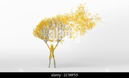 Growing Tree in a shape of Human. Eco Concept. 3D rendering. Stock Photo