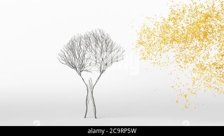 Growing Tree in a shape of Human. Eco Concept. 3D rendering. Stock Photo