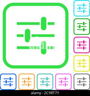 Adjustment vivid colored flat icons in curved borders on white background Stock Vector
