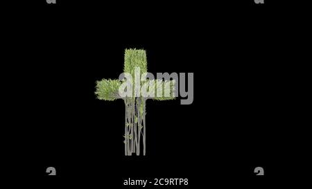 Growing Tree in a shape of a Cross. Eco Concept. 3D rendering Stock ...