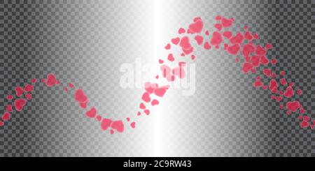 Pink, red flying hearts love passion seamless background. Cartoon confetti love signs for your graphic design. Abstract flying red gradient hearts sca Stock Vector