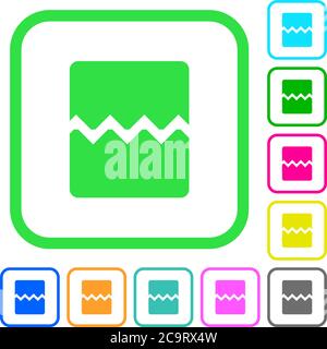 Page break vivid colored flat icons in curved borders on white background Stock Vector