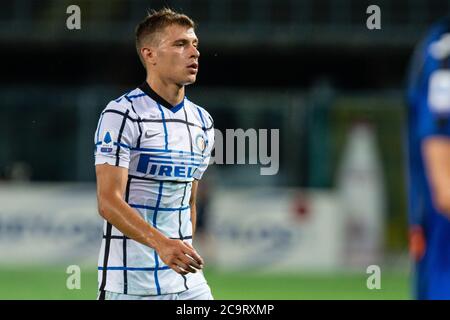 Nicolo Barella (FC Internazionale) during Atalanta Bergamasca Calcio vs FC Internazionale, italian Serie A soccer match, bergamo, Italy, 01 Aug 2020 Stock Photo