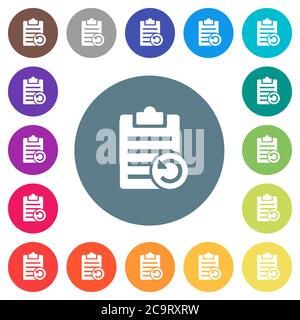 Undo note changes flat white icons on round color backgrounds. 17 background color variations are included. Stock Vector