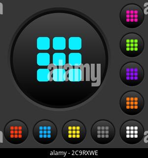 Small thumbnail view mode vivid colored flat icons in curved borders on ...