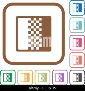 Color gradient simple icons in color rounded square frames on white background Stock Vector