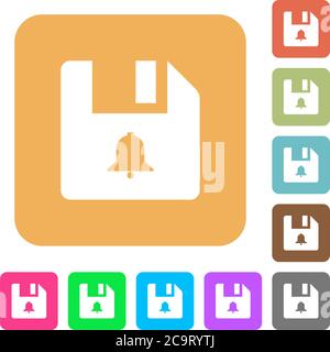 File alerts flat icons on rounded square vivid color backgrounds. Stock Vector