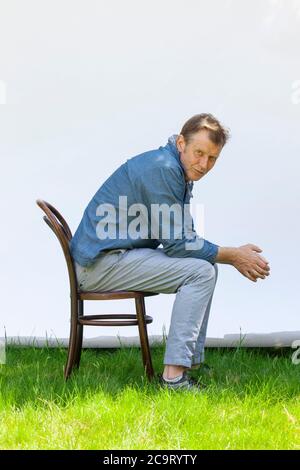 Actor Jason Flemyng, 53, photographed with social distancing during lockdown in London, 18 May 2020. Stock Photo
