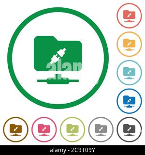 FTP connection flat color icons in round outlines on white background Stock Vector