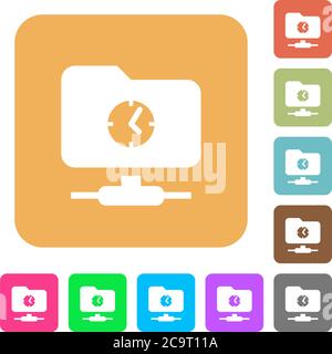 Fast FTP flat icons on rounded square vivid color backgrounds. Stock Vector