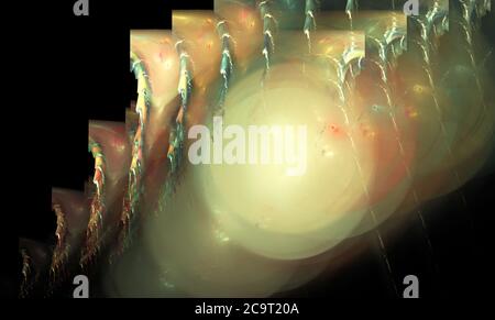 Fractal, colorful repeating shapes on a black background Stock Photo