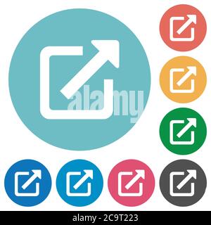 External link flat white icons on round color backgrounds Stock Vector