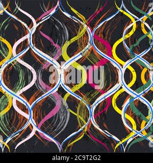 abstract pattern background, with waves, strokes and splashes, on black Stock Vector