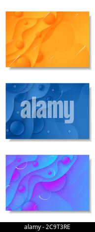 Abstract colorful wavy background set for presentation template, web banner, flyer, poster, brochure. Stock Vector