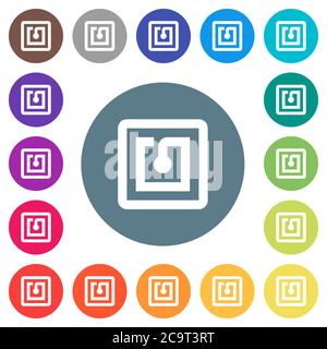 NFC sticker flat white icons on round color backgrounds. 17 background color variations are included. Stock Vector