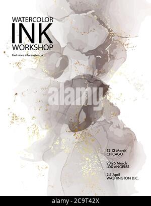 Grey marble background, painting art, trendy alcohol ink graphic design, pastel abstract vector liquid flow pattern. Resin art in vector. Stock Vector