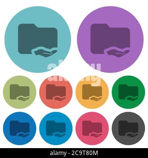 Shared folder darker flat icons on color round background Stock Vector
