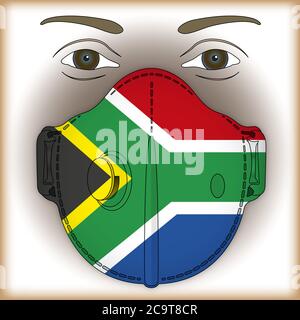 Antiviral mask for anti virus protection with South Africa flag, vector illustration Stock Vector