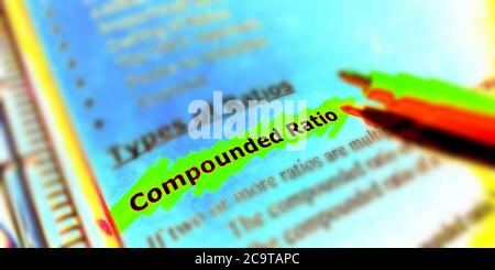 Compounded ratio a commercial vocabulary business text highlighted on educational frame art abstract. Stock Photo