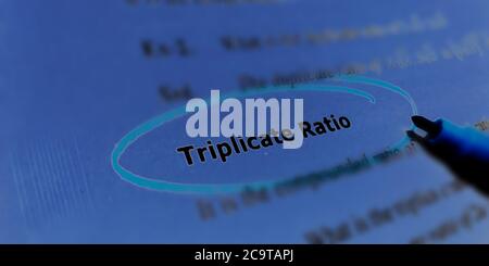 Triplicate ratio a commercial vocabulary business text highlighted on educational frame art abstract. Stock Photo
