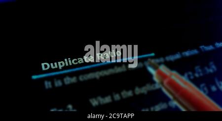 Duplicate ratio a commercial vocabulary business text highlighted on educational frame art abstract. Stock Photo