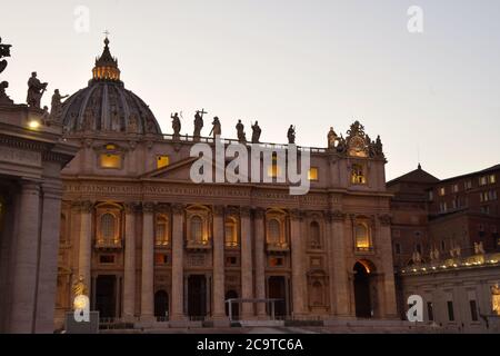 St. Peter's Basilica on St. Peter's Square in the City of Rome, Italy Stock Photo