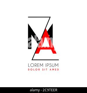 MA logo letter separated by a black zigzag line Stock Vector