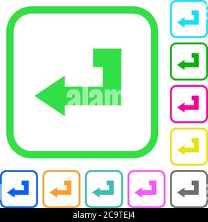 Return key vivid colored flat icons in curved borders on white background Stock Vector