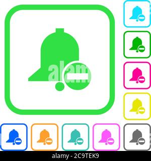 Remove reminder vivid colored flat icons in curved borders on white background Stock Vector