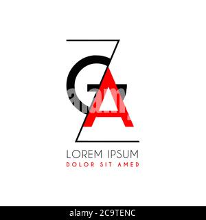 GA logo letter separated by a black zigzag line Stock Vector