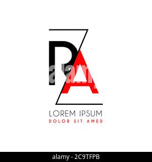 RA logo letter separated by a black zigzag line Stock Vector