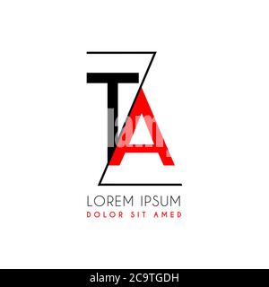 TA logo letter separated by a black zigzag line Stock Vector