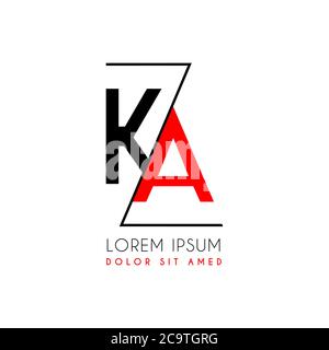 KA logo letter separated by a black zigzag line Stock Vector