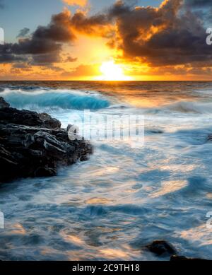 Waves off coast in Puna District Hawaii, The Big island Stock Photo