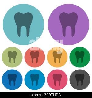 Single tooth darker flat icons on color round background Stock Vector