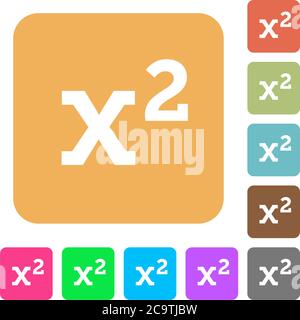 Math exponentiation flat icons on rounded square vivid color backgrounds. Stock Vector