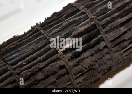 Dirty rotary turbine indoor unit of home air conditioner. Stock Photo