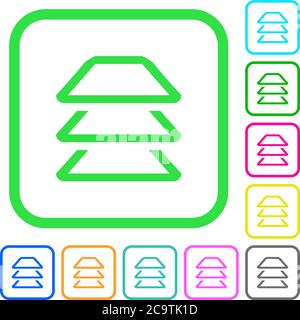 Multiple layers vivid colored flat icons in curved borders on white background Stock Vector