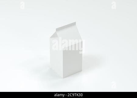 Blank milk box with white background, 3d rendering. Computer digital drawing. Stock Photo