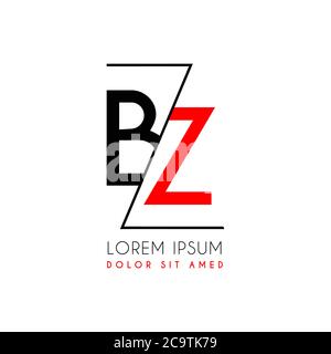 BZ logo letter separated by a black zigzag line Stock Vector
